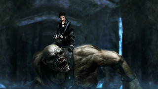 Woman giant monster forest gothic - the back free wallpaper