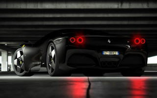 Black sports car red tail 11 - underneath free wallpaper