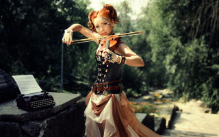 Daphne mcclure steampunk gothic violin - a stone wall free wallpaper