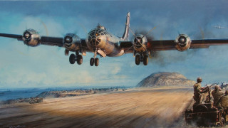 Plane takeoff military mountain ocean - a painting of a plane free wallpaper