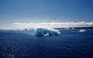 Iceberg ocean birds sky clouds - cloud and sun free wallpaper for desktop