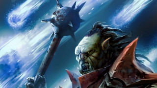 Demonic warrior planetary aurora galaxy - a giant sword free wallpaper