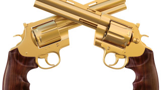 Golden revolver two smaller revolvers - dong kingman free wallpaper