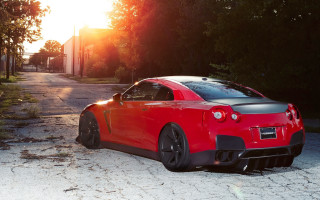 Red sports car sunset matte - the car free wallpaper