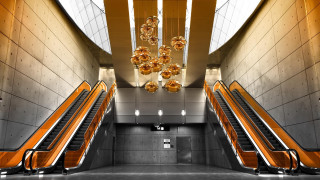 Long narrow hallway kinetic lighting - a bunch of lights free wallpaper