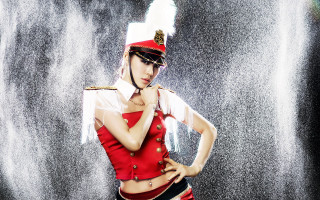 Woman red white uniform hands - uniform free wallpaper