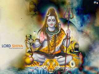 Lord shiva tiger sword painting - divine free wallpaper