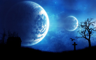 Cemetery cross moon tree graveyard - a cemetery free wallpaper