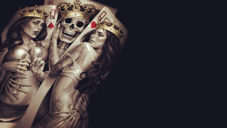 Skeleton knife playing cards gothic - a skeleton holding free wallpaper