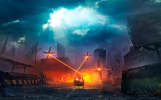 Car city night lights fantasy - a car driving free wallpaper