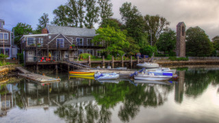 Boats dock lake house architecture - hdr free wallpaper for desktop