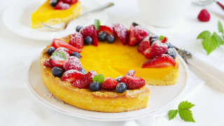 Fruit cake coffee plate fork - fruit free wallpaper