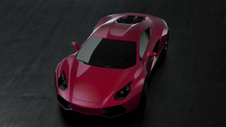 Red sports car topview black - a black surface free wallpaper