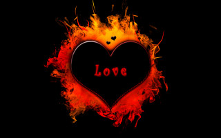Heart love flames smoke black 2 - a red border free wallpaper