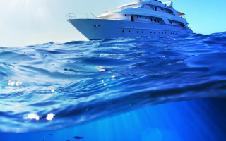 Large white boat ocean sun - photorealistic imagery free wallpaper