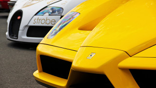 Yellow sports cars street store - a row free wallpaper for desktop