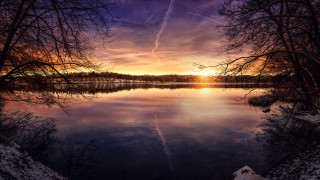 Lake sunset trees clouds mountain - a sunset in the background and trees free wallpaper