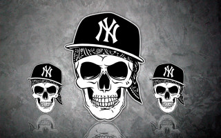Three skulls yankees caps graffiti - graffiti art free wallpaper