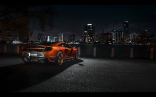 Night cityscape neon car water - nice free wallpaper