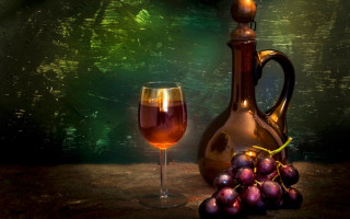 Wine glass jug grapes bottle - caravaggio free wallpaper