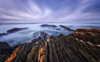 Rocky beach longexposure clouds shoreline - diego gisbert llorens free wallpaper