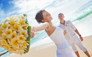 Bride groom beach flower sky - anthony devas free wallpaper for desktop