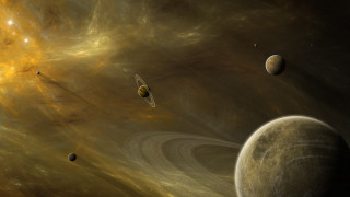 Planetary group starfield space art - planet free wallpaper
