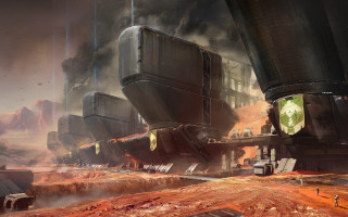 Futuristic city smoke dust giant - craig mullins free wallpaper for desktop