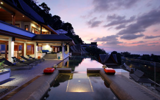 Ocean view dusk lounge pool - luxury free wallpaper