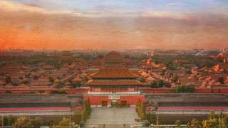 City skyline sunset matte beach - a sunset free wallpaper