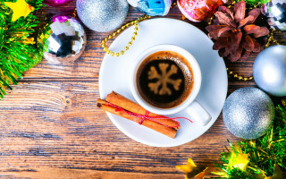 Coffee cinnamon saucer woodland Christmas - a christmas tree free wallpaper for desktop