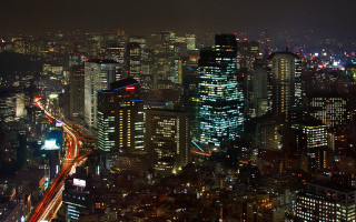 City lights night traffic skyline - cityscape free wallpaper