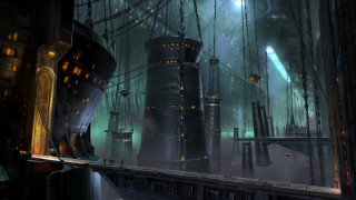 Futuristic city giant clock tower - a futuristic city free wallpaper for desktop