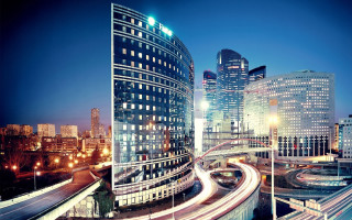 Cityscape night ferris wheel skyline - neoism free wallpaper