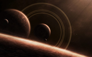 Planets sky clouds moon star - a distant star in the background free wallpaper