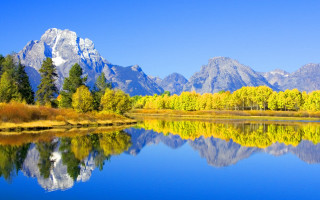 Mountain lake reflection trees sky 8 - bob ross free wallpaper
