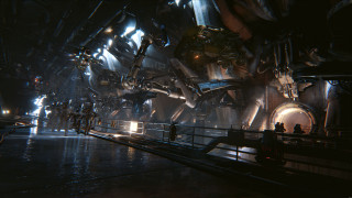 Futuristic city machinery people night - unreal engine 5 free wallpaper