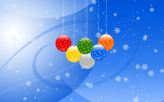 Hanging balls blue background snowflakes - a bunch of balls free wallpaper