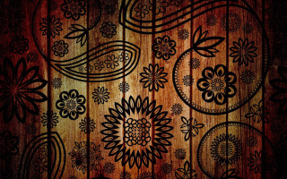Wooden flower leaf pattern folk - a wooden plank free wallpaper