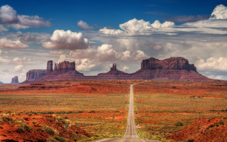 Desert road mountains clouds sunset - mountain free wallpaper for desktop