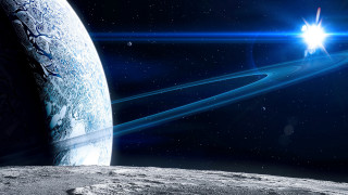 Moon planet starfield astronaut cityscape - a view of a planet free wallpaper