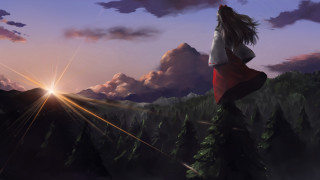 Mountain sky sunshine anime hakurei - a sky background and sun free wallpaper