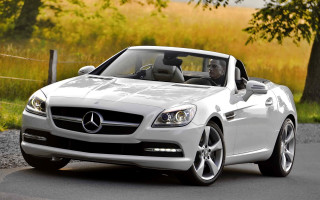 Mercedes slk convertible autumn road - convertible free wallpaper