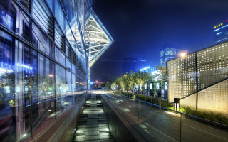 City street night architecture ferris - window free wallpaper for desktop