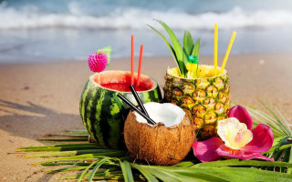 Tropical beach drink pineapple watermelon - a pineapple free wallpaper