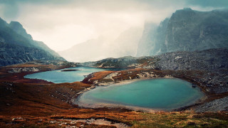 Mountain lake clouds city lights - a few mountain free wallpaper