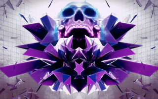 Skull purple starburst holography cyberpunk - chromatic free wallpaper