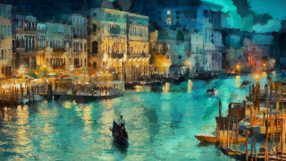 City night boat bridge castle - canaletto free wallpaper