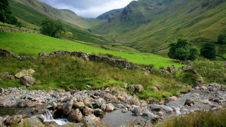 Lush green valley stream mountains 4 - mountain and grass free wallpaper