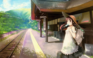 Woman hat train platform backpack - a woman in a hat free wallpaper